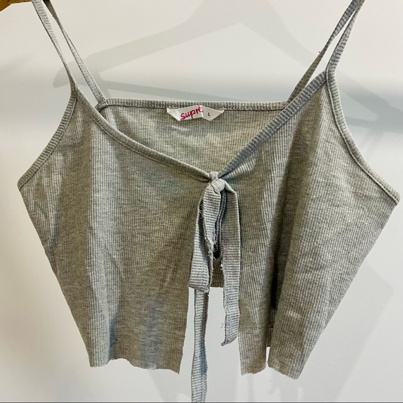 SUPRE Tops - Supré / Grey Knot Crop Top / Size L
